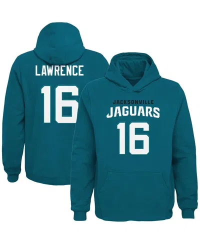 Outerstuff Kids' Big Boys And Girls Trevor Lawrence Teal Jacksonville Jaguars Mainliner Player Name Number Pullover H In Blue