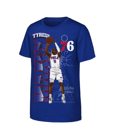 Outerstuff Kids' Big Boys' And Girls' Tyrese Maxey Royal Philadelphia 76ers Height T-shirt In Blue