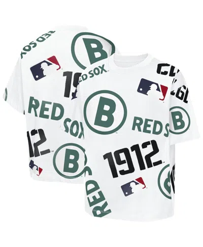 Outerstuff Kids' Big Boys And Girls White Boston Red Sox Circus Catch T-shirt In Multi