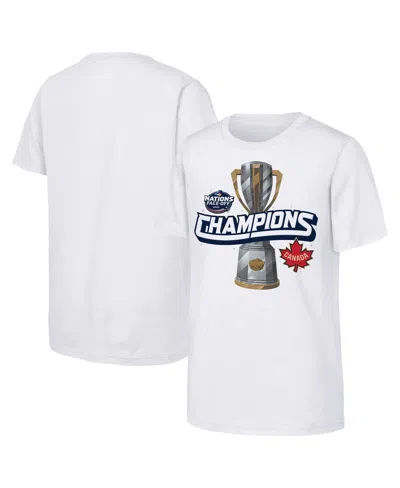 Outerstuff Kids' Big Boys And Girls White Canada 2025 4 Nations Face-off Champions T-shirt
