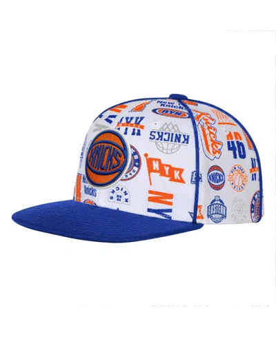 Outerstuff Kids' Big Boys' And Girls' White New York Knicks Piped Up Snapback Hat