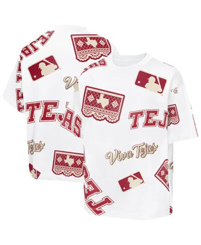 Outerstuff Big Boys And Girls White Texas Rangers 2026 City Connect Circus Catch T-shirt In Animal Print