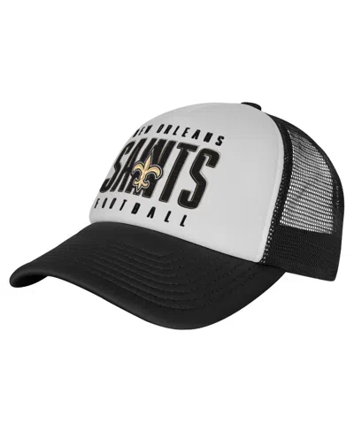 Outerstuff Kids' Big Boys And Girls White/black New Orleans Saints Essentials Trucker Adjustable Hat