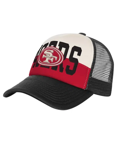 Outerstuff Kids' Big Boys And Girls White/black San Francisco 49ers Modern Fan Trucker Adjustable Hat