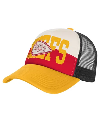 Outerstuff Kids' Big Boys And Girls White/gold Kansas City Chiefs Modern Fan Trucker Adjustable Hat In Multi