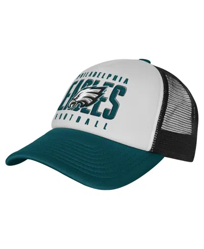 Outerstuff Kids' Big Boys And Girls White/midnight Green Philadelphia Eagles Essentials Trucker Adjustable Hat