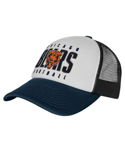 Outerstuff Kids' Big Boys And Girls White/navy Chicago Bears Essentials Trucker Adjustable Hat In Black