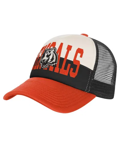 Outerstuff Kids' Big Boys And Girls White/orange Cincinnati Bengals Modern Fan Trucker Adjustable Hat In Multi