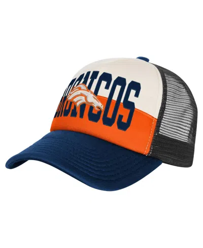 Outerstuff Kids' Big Boys And Girls White/orange Miami Dolphins Modern Fan Trucker Adjustable Hat In Black