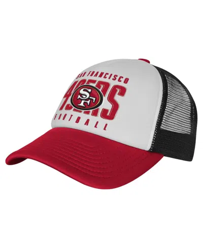 Outerstuff Kids' Big Boys And Girls White/scarlet San Francisco 49ers Essentials Trucker Adjustable Hat In Multi