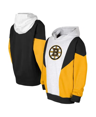 Outerstuff Kids' Big Boys Ash, Black Boston Bruins Champion League Fleece Pullover Hoodie In Ash,black