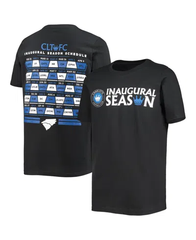 Outerstuff Kids' Big Boys Black Charlotte Fc Inaugural Schedule T-shirt