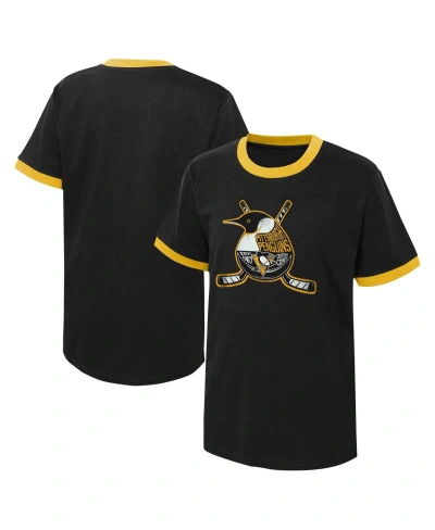 Outerstuff Kids' Big Boys Black Distressed Pittsburgh Penguins Ice City T-shirt