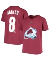 OUTERSTUFF BIG BOYS CALE MAKAR BURGUNDY COLORADO AVALANCHE PLAYER NAME AND NUMBER T-SHIRT