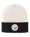 Outerstuff Big Boys Cream, Black Pittsburgh Steelers Bone Cuffed Knit Hat In Cream,black