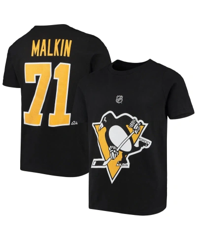 Outerstuff Kids' Big Boys Evgeni Malkin Black Pittsburgh Penguins Player Name And Number T-shirt