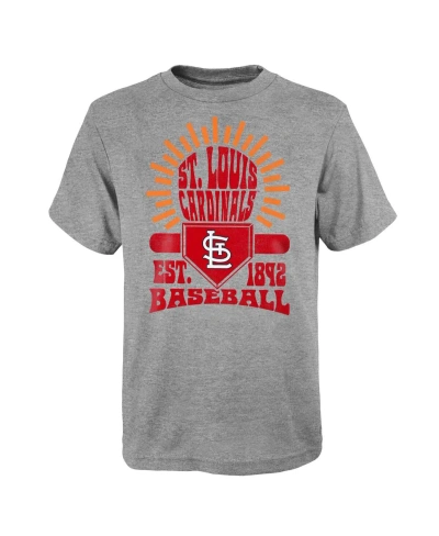 Outerstuff Kids' Big Boys Gray Distressed St. Louis Cardinals Sun Burst T-shirt