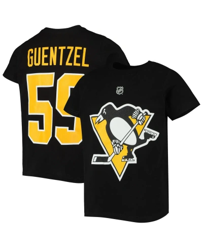 Outerstuff Kids' Big Boys Jake Guentzel Black Pittsburgh Penguins Player Name And Number T-shirt