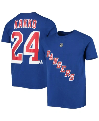 Outerstuff Kids' Big Boys Kaapo Kakko Blue New York Rangers Player Name And Number T-shirt
