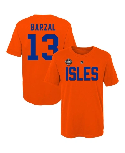 Outerstuff Kids' Big Boys Mathew Barzal Orange New York Islanders 2024 Nhl Stadium Series Name And Number T-shirt