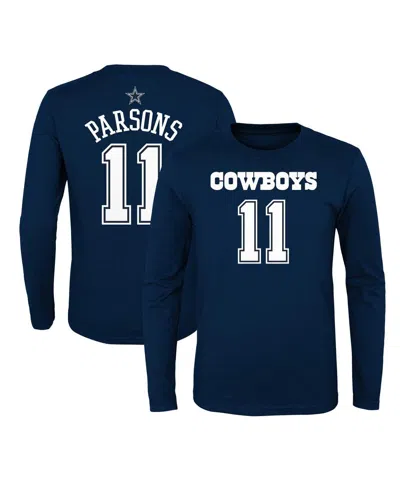 Outerstuff Kids' Big Boys Micah Parsons Navy Dallas Cowboys Mainliner Player Name And Number Long Sleeve T-shirt