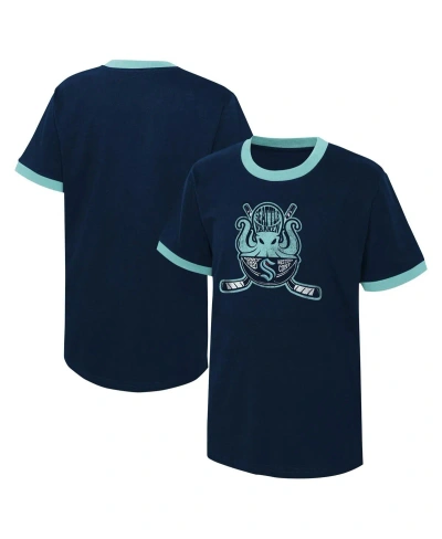 Outerstuff Kids' Big Boys Navy Distressed Seattle Kraken Ice City T-shirt