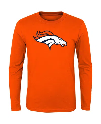 Outerstuff Kids' Big Boys Orange Denver Broncos Primary Logo Long Sleeve T-shirt