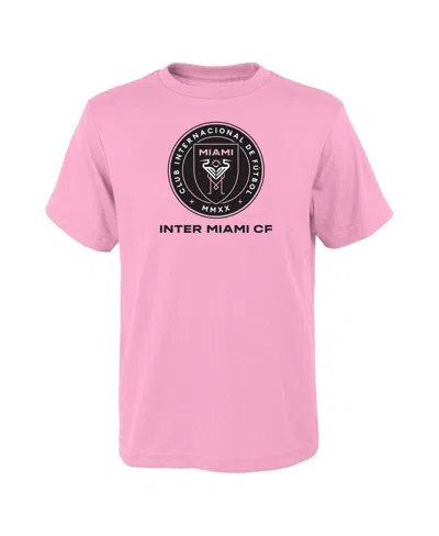 Outerstuff Kids' Big Boys Pink Inter Miami Cf Primary Logo T-shirt