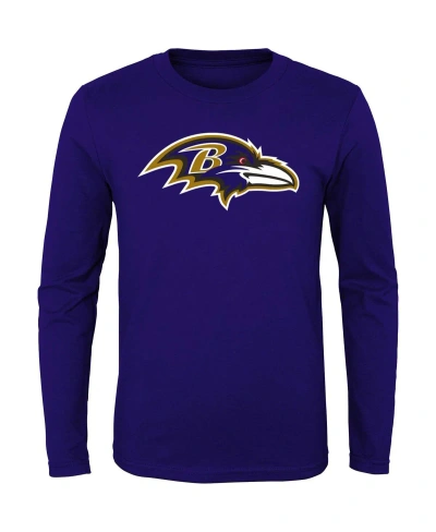 Outerstuff Kids' Big Boys Purple Baltimore Ravens Primary Logo Long Sleeve T-shirt