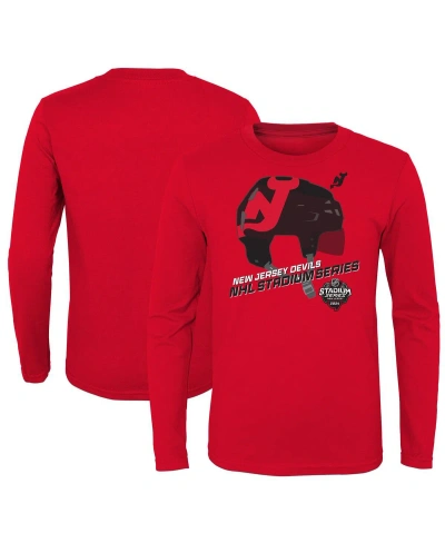 Outerstuff Kids' Big Boys Red New Jersey Devils 2024 Nhl Stadium Series Helmet Logo Long Sleeve T-shirt
