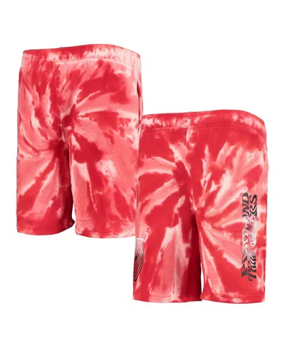 OUTERSTUFF BIG BOYS RED PORTLAND TRAIL BLAZERS SANTA MONICA TIE-DYE SHORTS