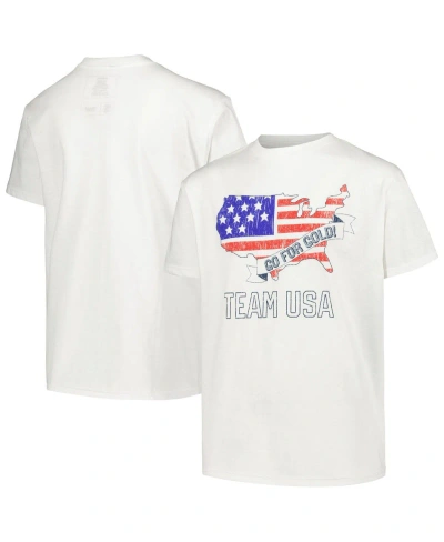Outerstuff Kids' Big Boys White Distressed Team Usa Go For Gold T-shirt