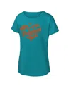 Outerstuff Big Girls Aqua Miami Dolphins Script Heart Dolman T-shirt In Blue