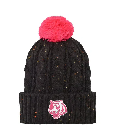Outerstuff Kids' Big Girls Black Cincinnati Bengals Nep Yarn Cuffed With Pom Knit Hat