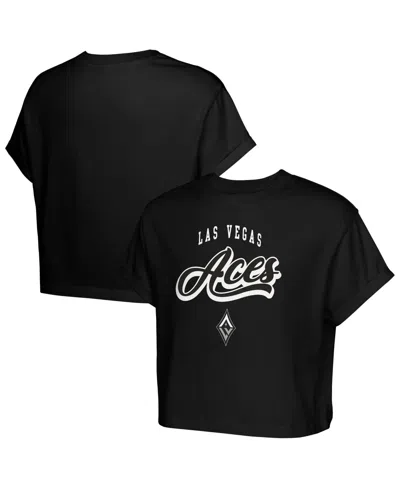 Outerstuff Kids' Big Girls' Black Las Vegas Aces City Pennant Cropped T-shirt