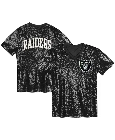 Outerstuff Kids' Big Girls Black Las Vegas Raider's Wordmark Sequin V-neck Top
