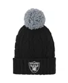 Outerstuff Big Girls Black Las Vegas Raiders Team Cable Cuffed Knit Hat With Pom In Black
