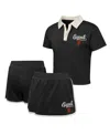 Outerstuff Big Girls 2-piece Black San Francisco Giants Base Trainer Johnny Polo Shirt And Skort Set In Black