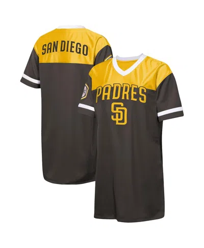 Outerstuff Kids' Big Girls Brown San Diego Padres Big League Cheer V-neck T-shirt Dress In Black