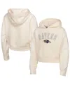 Outerstuff Big Girls Cream Baltimore Ravens Oversized Cropped Blitz Hoodie In Neutral
