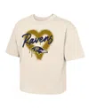 Outerstuff Girl's Youth  Cream Baltimore Ravens Spray Heart Boxy T-shirt In Neutral