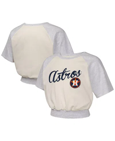Outerstuff Kids' Big Girls Cream Houston Astros Curve Ball Fashion Raglan T-shirt
