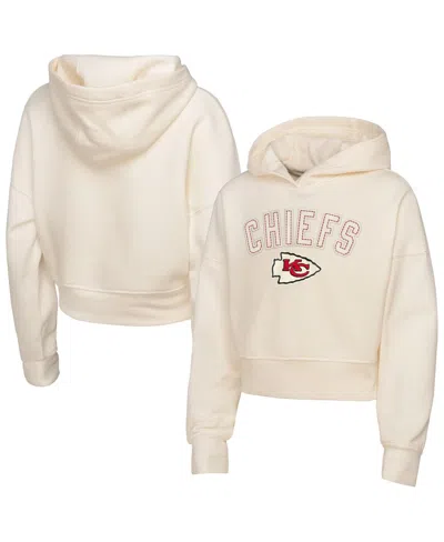 Outerstuff Kids' Big Girls Cream Kansas City Chiefs Oversized Cropped Blitz Hoodie In Neutral