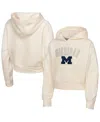 Outerstuff Big Girls Cream Michigan Wolverines Oversized Blitz Cropped Pullover Hoodie In Neutral