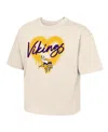 Outerstuff Big Girls Cream Minnesota Vikings Spray Heart Boxy T-shirt In Neutral