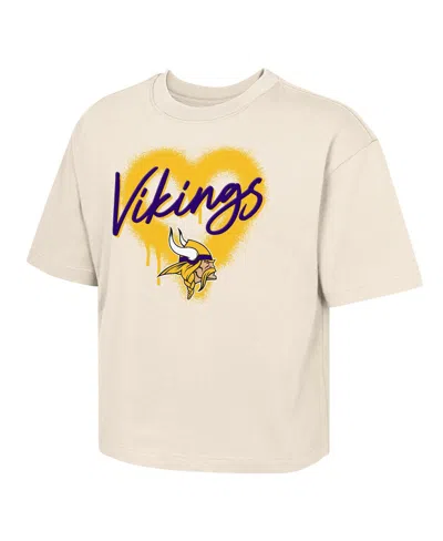 Outerstuff Kids' Big Girls Cream Minnesota Vikings Spray Heart Boxy T-shirt In Neutral