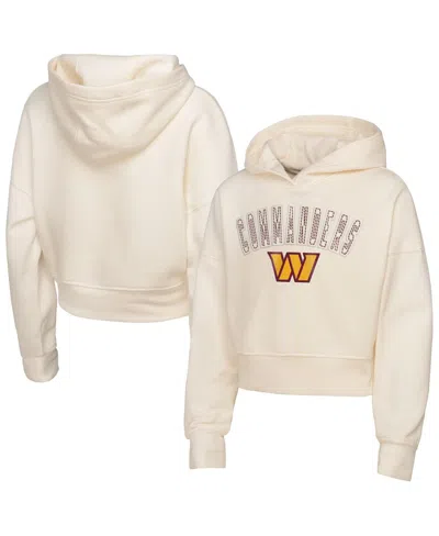 Outerstuff Kids' Big Girls Cream Washington Commanders Oversized Cropped Blitz Hoodie In Gold