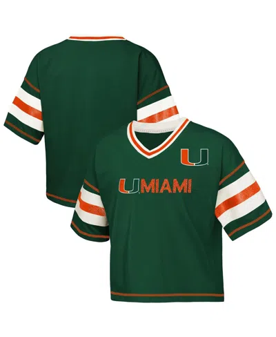 Outerstuff Kids' Big Girls Green Miami Hurricanes Gridiron Jersey V-neck T-shirt