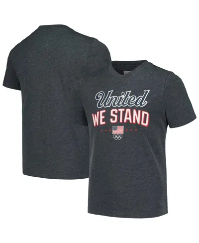Outerstuff Kids' Big Girls Heather Charcoal Team Usa Victory T-shirt In Gray