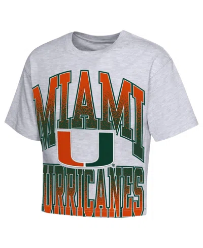 Outerstuff Kids' Big Girls' Heather Gray Miami Hurricanes Big Team Energy Cropped Boxy T-shirt